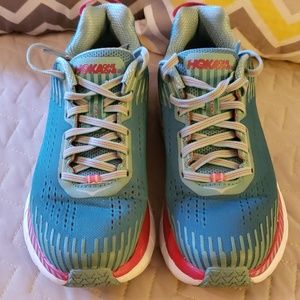 Hoka One Clifton 5 Size 7.5 Green and Pink